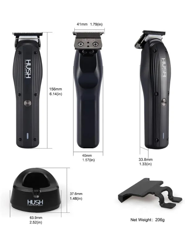 Hush Professional Low Noise Cordless Trimmer #T2 Dimensions 
