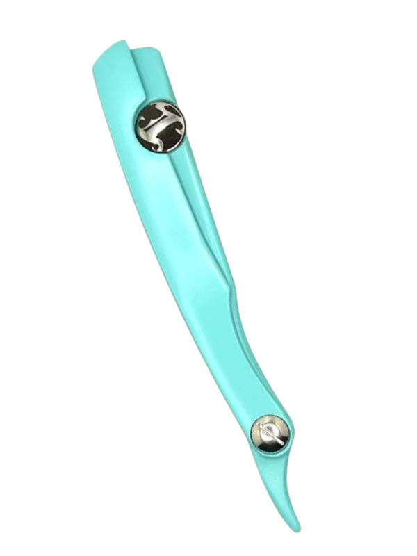 Turquoise eyelash extension tool on a white background