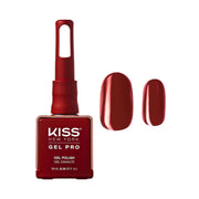 Kiss Gel Pro gel polish bottle with a red color swatch on a white background