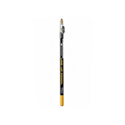 Eyebrow pencil with black and gold design on a white background