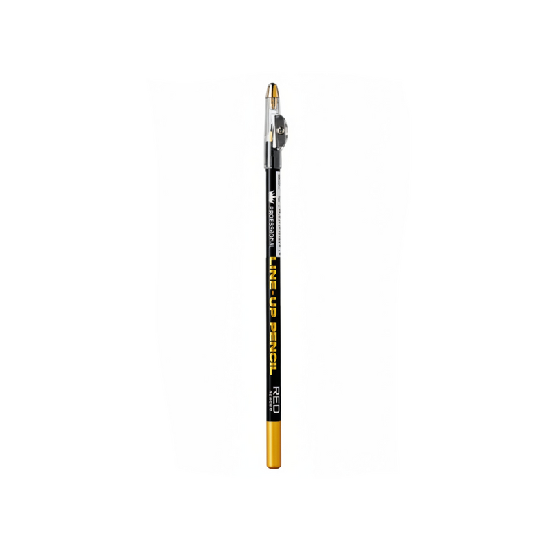 Eyebrow pencil with black and gold design on a white background