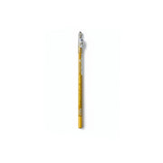 Yellow pencil with a metal cap on a white background