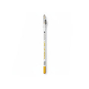 Eyebrow pencil with gold tip and white body on a white background