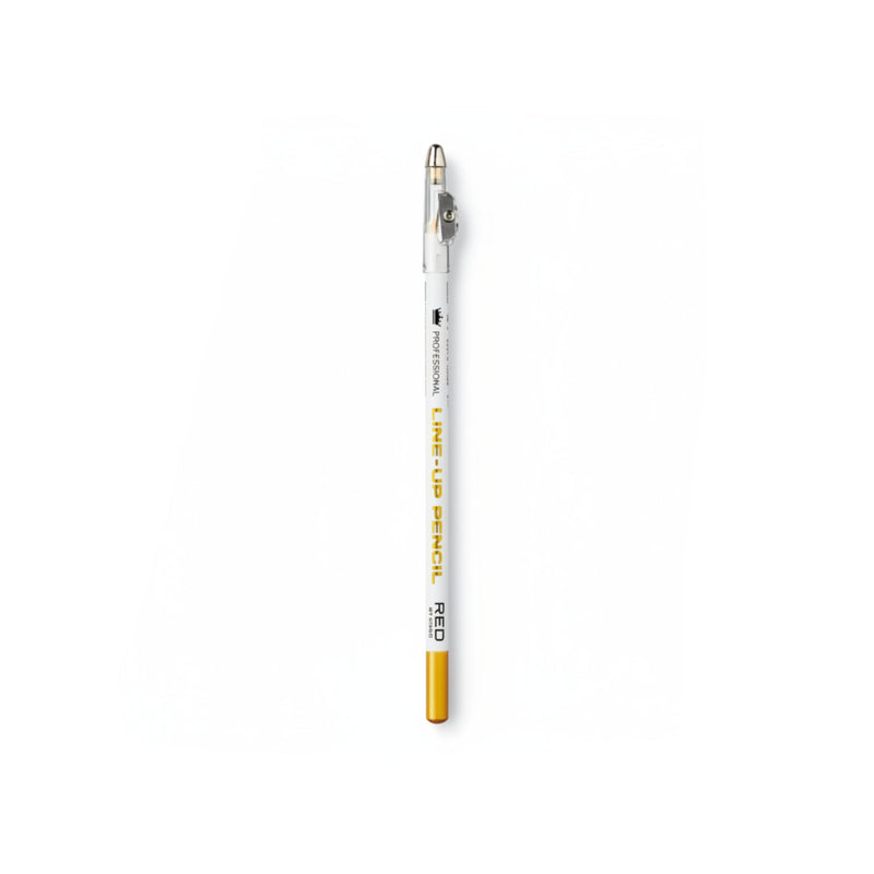 Eyebrow pencil with gold tip and white body on a white background