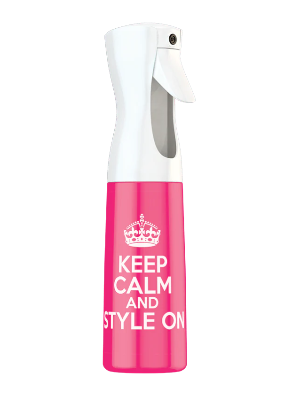 "Keep Calm & Style On" Pink Mist Spray Bottle
