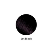 Solid color swatch of jet black on a white background