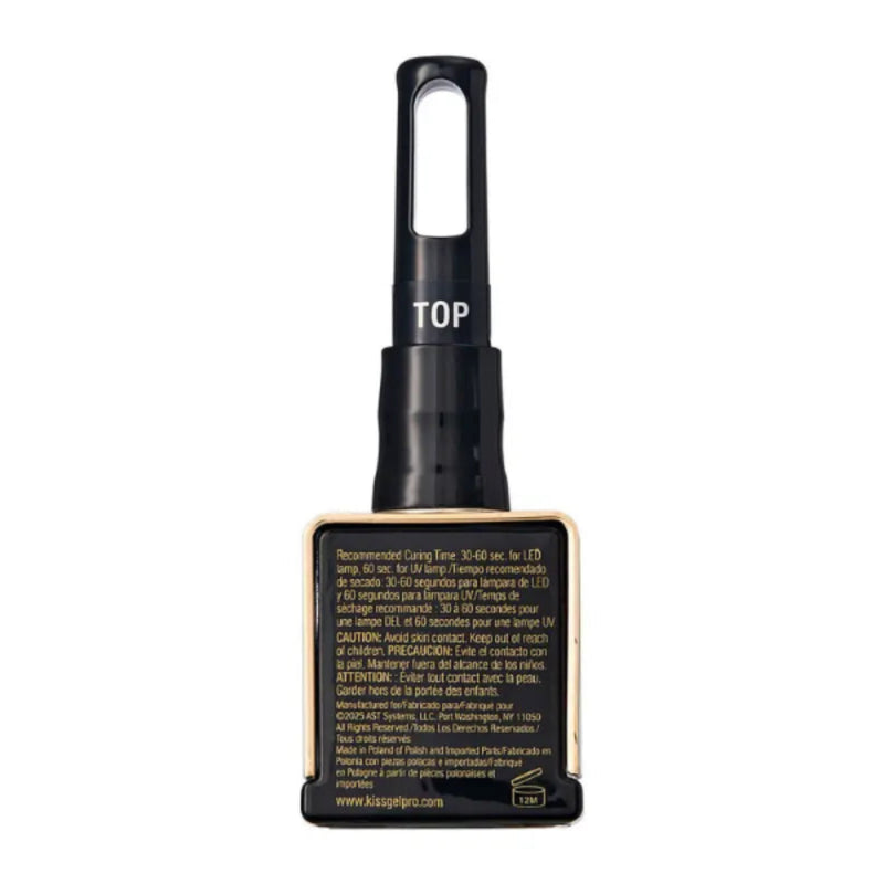 Black and gold object with text on a white background