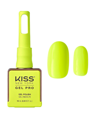Kiss New York Gel Pro nail polish bottle with a sample of green nails against a white background