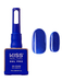 Kiss New York Gel Pro Gel Polish bottle with blue nail polish and application on nails.