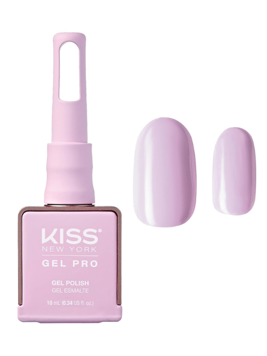 Kiss New York Gel Pro nail polish bottle with a matching nail color on a white background