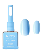 Kiss Gel Pro nail polish with a blue color swatch on a white background