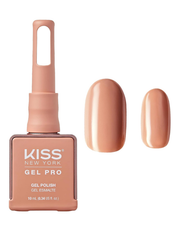 Kiss Gel Pro Gel Polish bottle with a sample application on a white background