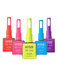 Set of six Kiss Gel Pro nail polish bottles in different colors on a white background