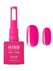 Kiss New York Gel Pro nail polish bottle with pink nail samples on a white background