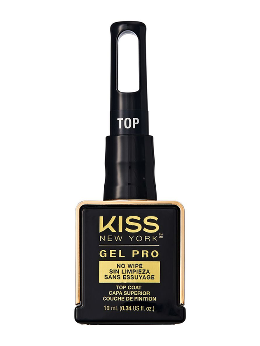 Kiss New York Gel Pro nail polish top coat on a white background
