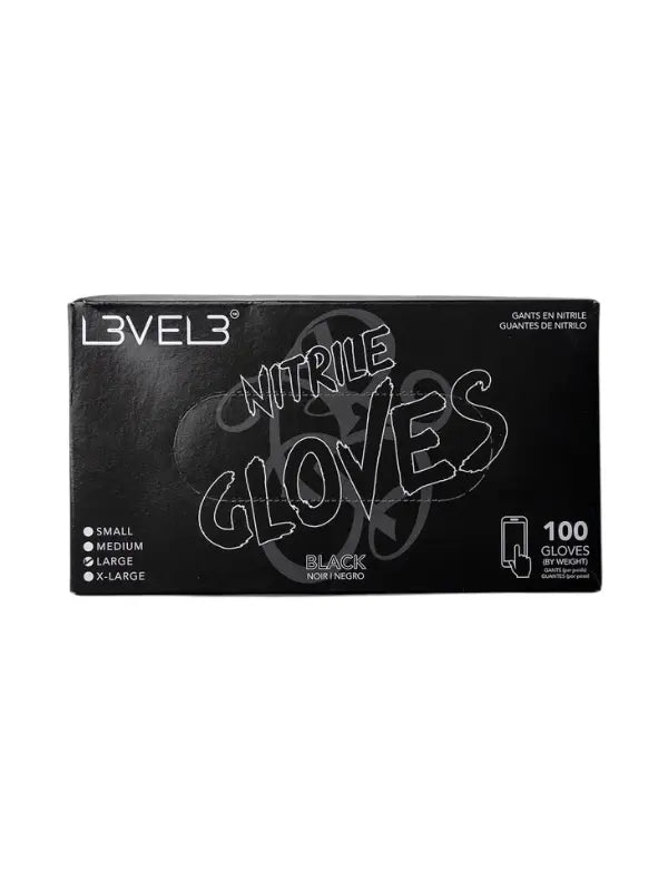 L3VEL3 Guantes Profesionales de Nitrilo Negro Paquete de 100