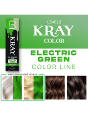 Color line for L3vel3 Kray Electric Green Semi Permanent Hair Color 