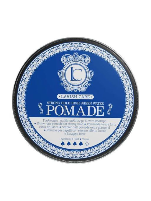 Lavish Care pomade container with blue label on a white background
