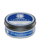 Blue and black container of pomade on a white background