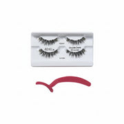 Pair of Ardell false eyelashes with a pink eyelash applicator on a white background
