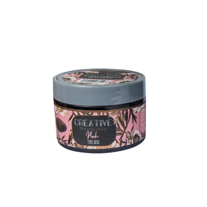 Jar of hair product with floral design on a white background