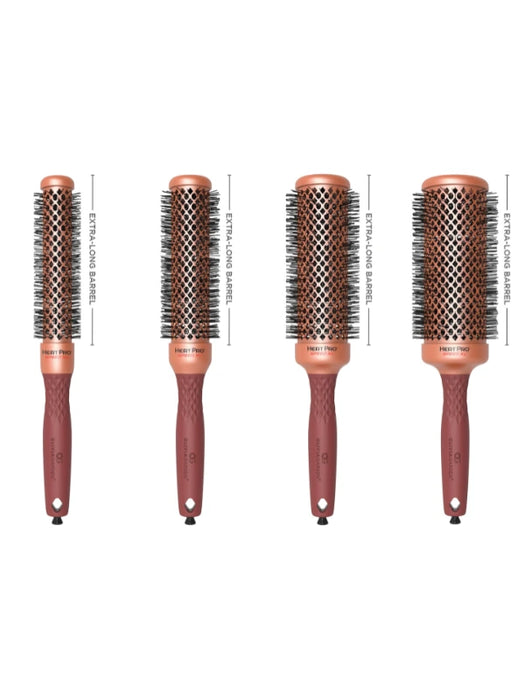 Set of four hairbrushes with varying bristle densities on a white background