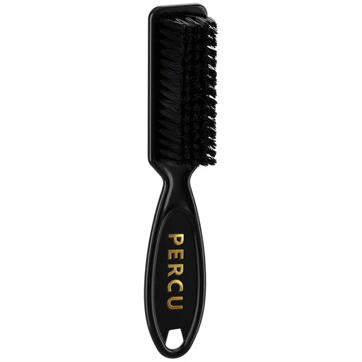 A black grooming brush with gold 'PERCU' branding on the handle, shown against a plain white background.