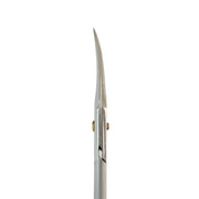 Close-up of a sewing needle on a white background