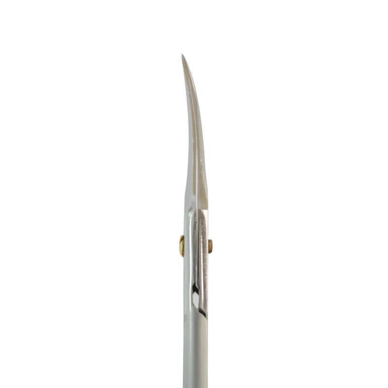 Close-up of a sewing needle on a white background