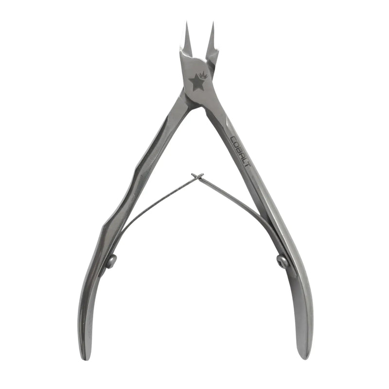 Pair of silver pliers on a white background