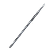 Metal rod with threaded end on a white background