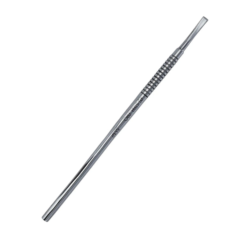 Metal rod with threaded end on a white background