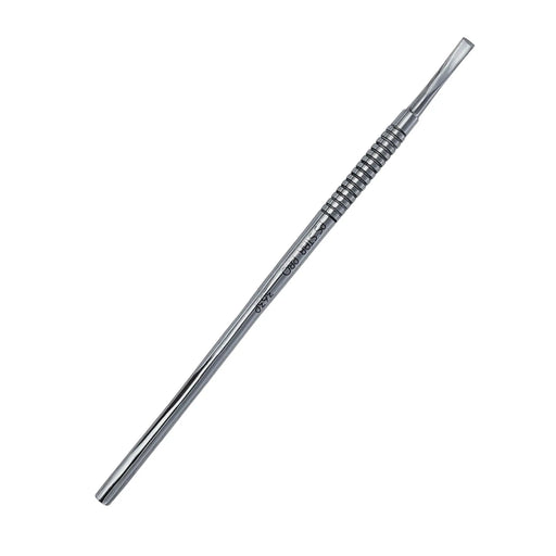 Metal rod with threaded end on a white background