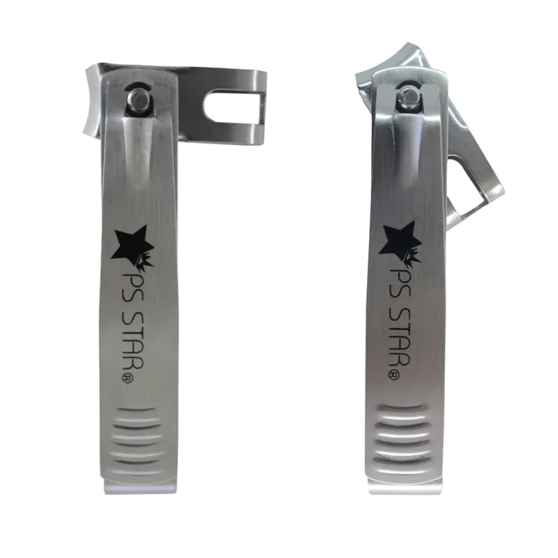 Two silver nail clippers with 'PS Star' branding on a white background