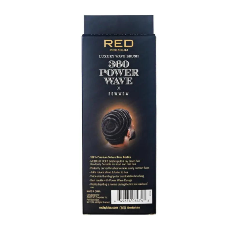 Box of RED 360 Power Wave luxury wave brush with branding and product details.