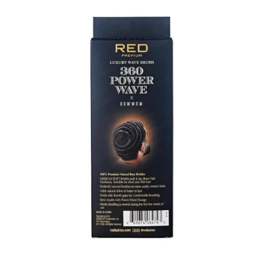 Box of RED 360 Power Wave luxury wave brush with branding and product details.