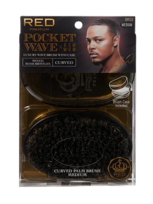 RED Premium Soft Pocket Wave Palm Brush with Case #BR32