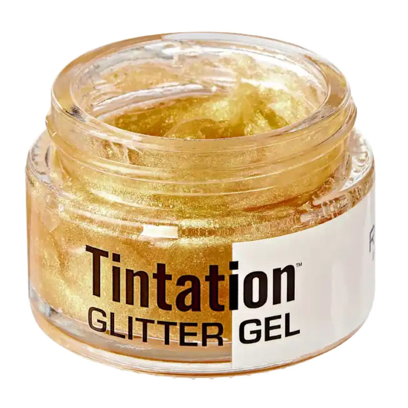 Jar of Tintation glitter gel on a white background