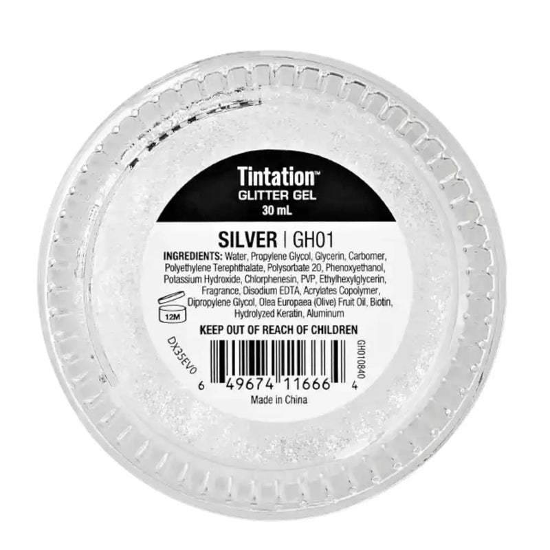 Tintation Glitter Gel container with label on a white background