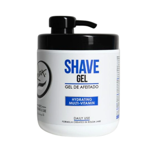 Shave gel container with pump on a white background