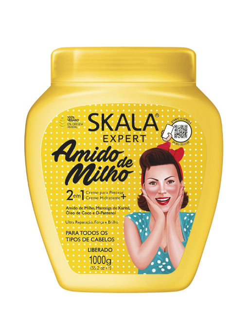 Skala Expert Amido de Milho product container with a woman's face on the label.