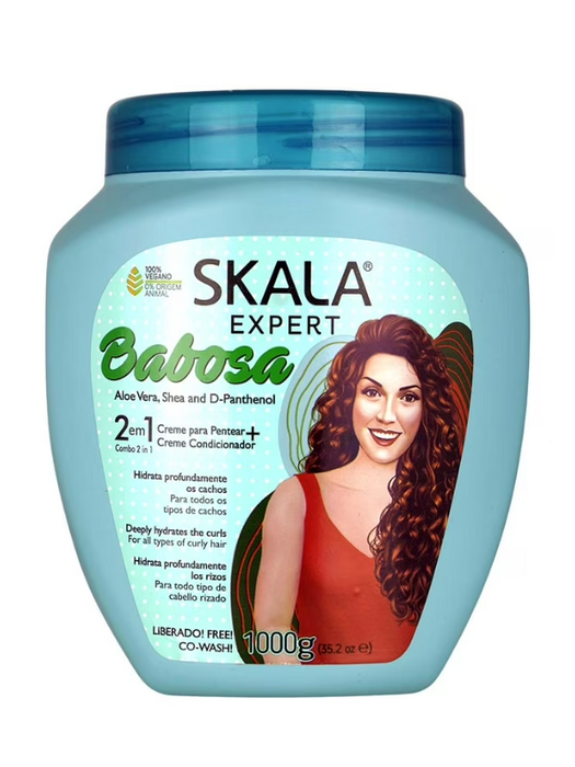 Skala Expert Babosa hair care product jar with a woman's face on the label.