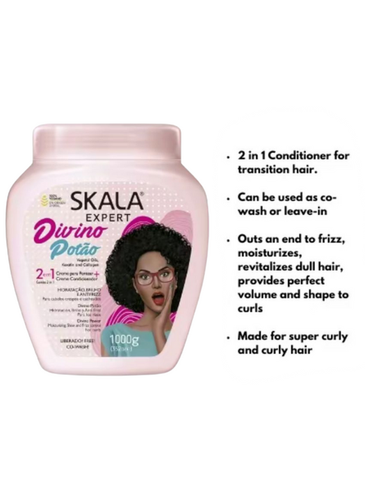 Skala Expert hair care product jar with text on a white background