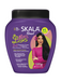 Purple Skala hair care product container with a woman's face on the label.
