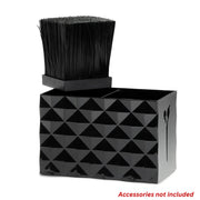 Black deluxe shear holder storage box holding a neck duster on a white background