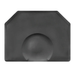 Black rubber mat with a circular drain on a white background