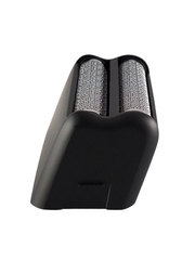 Black and gray hair removal device on a white background
