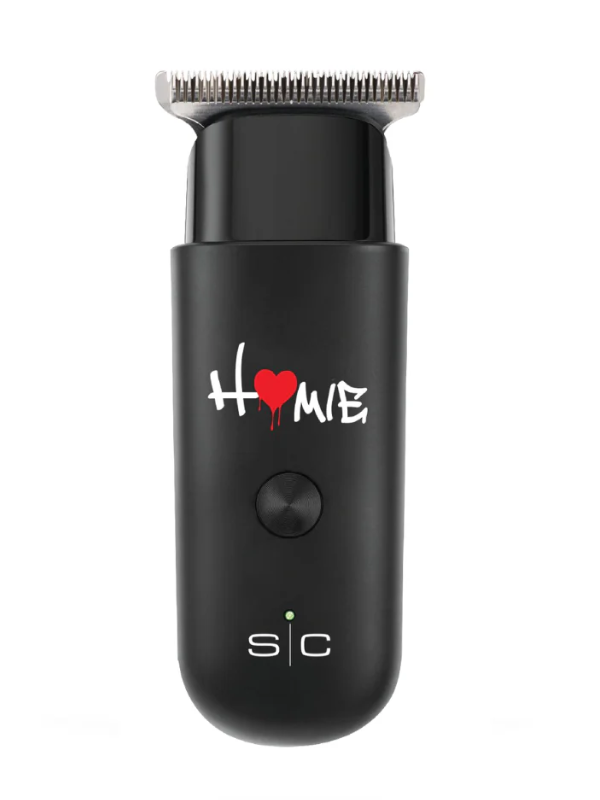 Black grooming tool with 'HOME' logo on a white background