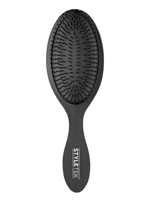 Black hairbrush with 'STYLETEK' branding on a white background