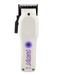 White hair clipper with purple branding on a white background